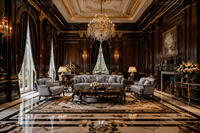 Ensemble de meubles de salle à manger pour banquet royal, design d'intérieur de luxe classique européen pour manoir, solution de modélisation 3D sur mesure