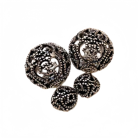Boucles d'oreilles clous en alliage creux double face style français, forme boule, élégantes et haut de gamme pour femme, style ethnique, polyvalentes pour les soirées