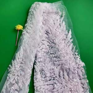 Ý Phong Cách Sang Trọng Vải Thiết Kế Quần Áo Thêu Đính Cườm Vải Lưới Thêu Ren Vải Polyester Sequin Ren Vải - Product Image 3