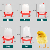 Abreuvoir automatique pour volailles de 3 L, en plastique, avec pieds, pour poussins, canards, rouge