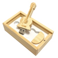 Memorias USB 2.0 de 8GB con Forma de Guitarra de Madera, Madera de Arce y Bambú, Pendrive de 32GB, Memoria USB de 64GB con Caja de Madera