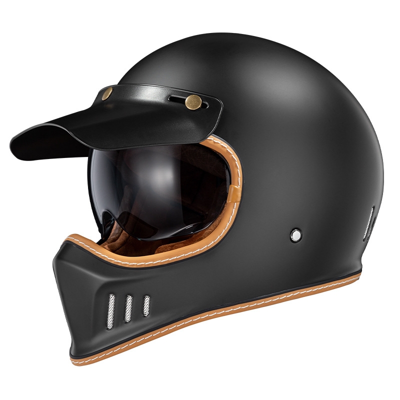 Casque noir mat avec visière couleur thé
