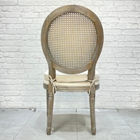 Chaise de salle à manger en bois de style français vintage avec coussin rétro, prix de gros pour salon, chambre, hôtel, appartement, usage de loisirs
