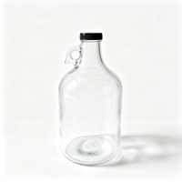 Bouteille en verre transparente à large ouverture de 4000 ml avec poignée, bouteille à jus réutilisable de 1 gallon avec bouchon à vis, vente en gros