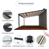 Auvent rétractable motorisé de luxe à cassette complète avec éclairage LED, nouveau design breveté, pour terrasse extérieure, télécommande, protection solaire en PVC poudré