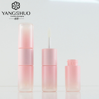 Tube de brillant à lèvres rose personnalisé à double embout, 3 ml, flacon vide rond, fabricants de tubes de brillant à lèvres double face vides
