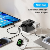 Worldplug US UK EU AUS GaN 100W Chargeur de voyage universel Adaptateur mondial international Adaptateur de prise de voyage multi-nation