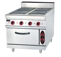 Cuisinière à Induction Professionnelle Pose Libre en Acier Inoxydable 4 Feux avec Four Électrique pour Boulangerie