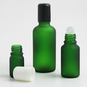 100ml 50ml 30ml 20ml 15ml 10ml green frosted glass roller bottle perfume essential oil roll on bottles packaging containers