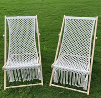 Parapluie en macramé avec frange incluant une chaise pour la plage en plein air pare-soleil en bois mis à jour nouveau design mélange polyester-coton 18KG