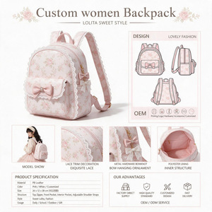 Custom <b>Women</b> <b>Backpack</b> <b>Waterproof</b> PU Casual Business Travel <b>Backpack</b> With Landscape Print Multiple Pockets Shoulder Strap - Product Image 4