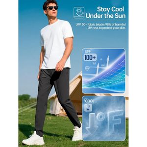 Men's Elastic Waist Lightweight Water Resistant Quick Dry Hiking Outdoor Casual Sweatpants <b>Pants</b> <b>Black</b> XL - Product Image 5