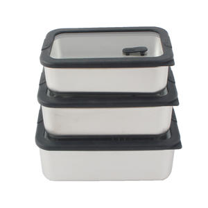 Boîte de rangement avec couvercle, lot de 3, boîte à lunch, boîtes en acier inoxydable de qualité supérieure avec couvercle en verre, boîte alimentaire - Product Image 3