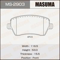 MASUMA MS-2903 Pièce d'accessoire automobile, meilleurs systèmes de freinage avant, plaquettes de frein pour Nissan Note 2013 Almera & Renault Duster