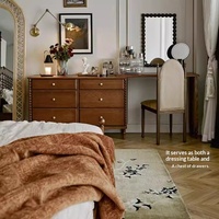 Nouvelle Arrivée 2025 – Coiffeuse Multifonctionnelle Extensible en Bois Massif Style Hepburn et Français Vintage avec Rangement Intégré