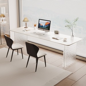 <span class=keywords><strong>Escritorio</strong></span> de sofá de viento silencioso <span class=keywords><strong>blanco</strong></span>, mesa de ordenador pública doble larga con cómodos asientos detrás para el hogar o la oficina - Product Image 5