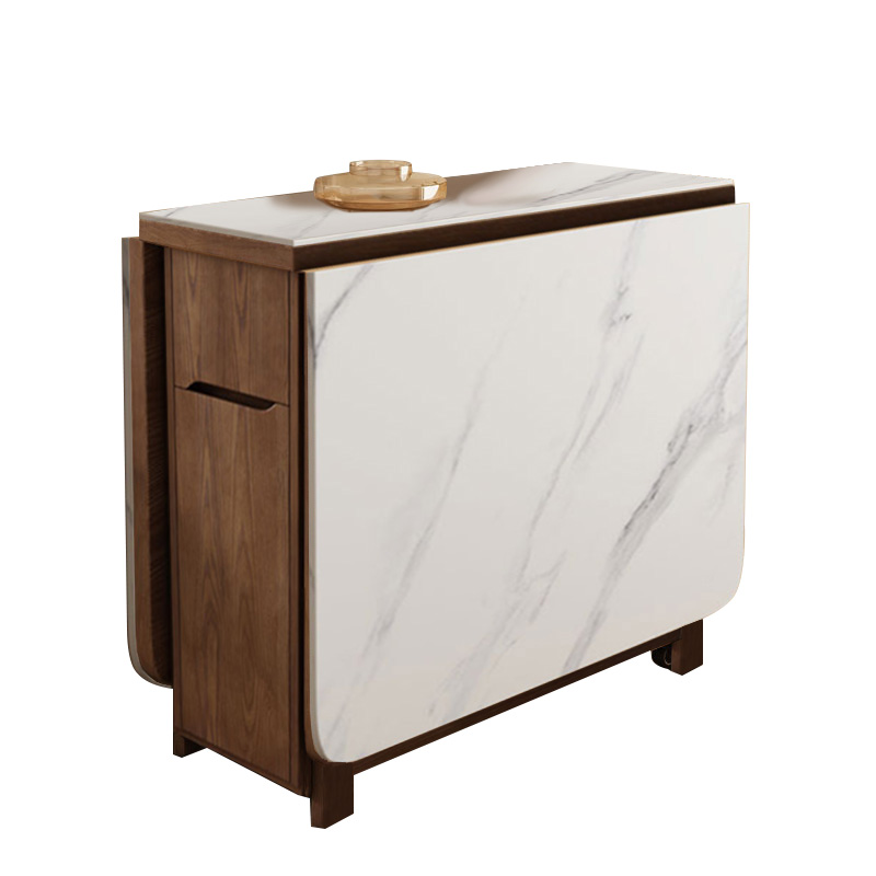 Nutwood brown white slab dining table