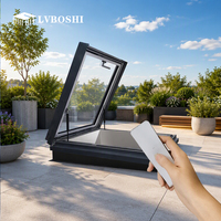 Fenêtre de toit plate grand format à ouverture fixe à 70 degrés avec cadre en alliage d'aluminium au design moderne, lucarne électrique pour l'isolation thermique des escaliers