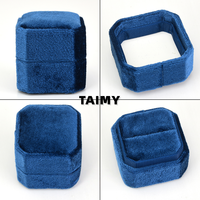 Boîte à bagues octogonale en velours en gros, personnalisable avec logo, mini boîte de rangement pour bijoux, étui portable pour bague de fiançailles, emballage cadeau