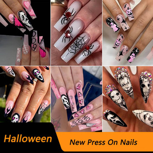 <span class=keywords><strong>Halloween</strong></span> estilo <span class=keywords><strong>de</strong></span> lujo falso logotipo personalizado al por mayor <span class=keywords><strong>de</strong></span> acrílico largo prensa en las <span class=keywords><strong>uñas</strong></span> artificiales cortas para las mujeres - Product Image 3