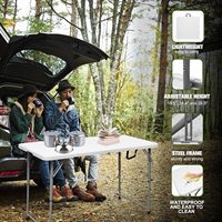 Mesa Plegable Portátil Resistente de Plástico de 4 Pies, Plegable por la Mitad, Altura Ajustable, con Asa de Transporte, Muebles para Exteriores