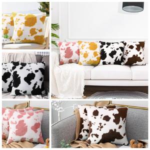 Sarung Bantal Cetak Sapi Dua Sisi, Sarung Bantal Kulit Sapi Imitasi, Penutup Bantal Rumah Pertanian untuk Sofa Rumah dan Pesta 18X18 Inci - Product Image 2
