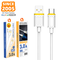 Câble de charge flexible en PVC tressé 18W en cuivre pur, haute vitesse, Type-C Micro USB 1M pour iPhone Android 2.4A, vente en gros