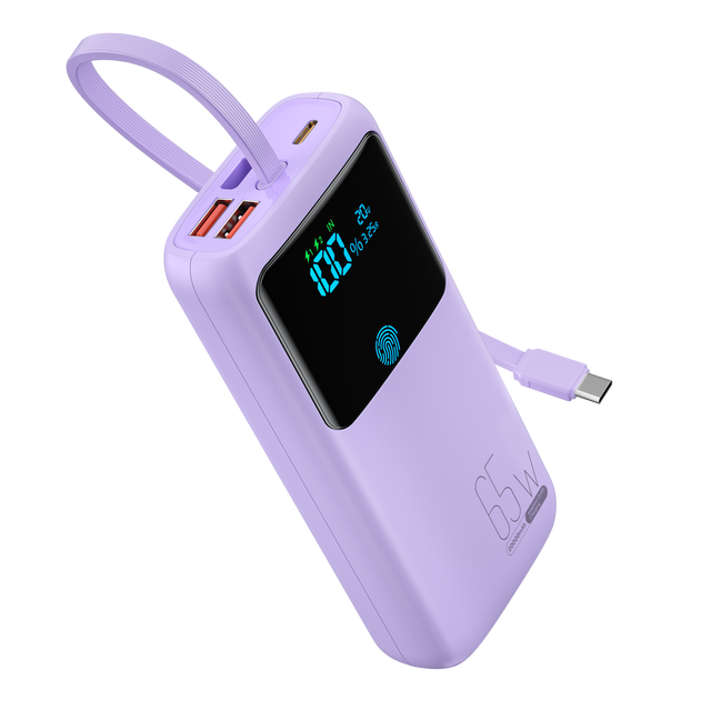 2025 Electronics Products Portable Laptop Charger USB-C 22.5W Fast Charge 65W Digital Display High Capacity 20000mAh PowerBank