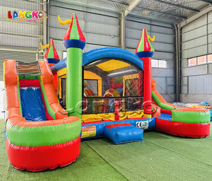 Château gonflable commercial à double piste et double toboggan en PVC avec piscine pour enfants - Product Image 3