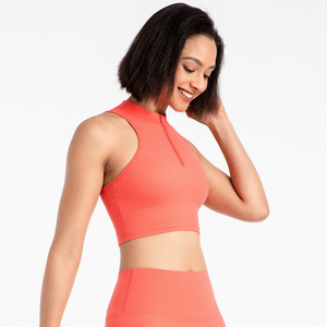 SHINBENE-sujetadores deportivos de cuello alto para mujer, top de entrenamiento con media cremallera para Fitness y Yoga - Product Image 3
