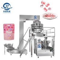 Machine de remplissage et de scellage automatique pour confiseries, bonbons gélifiés, bonbons, et sachets préformés à fermeture éclair rotative (stand-up pouch)