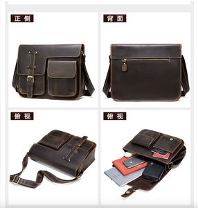 Sacs à bandoulière vintage en cuir Crazy Horse Andong de 8 pouces pour hommes, sac messager pour homme, sac à main pour le travail - Product Image 3