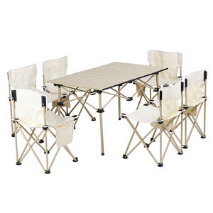 Ensemble de table et de chaises pliantes de camping en acier allié robuste, portables et pliables pour l'extérieur - Product Image 1