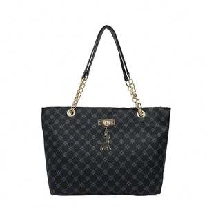 Sac à main en similicuir haut de gamme pour femme avec imprimé litchi grande capacité fermeture éclair deux poignées et - Product Image 2