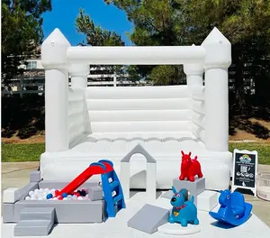 Pure White Jumping Inflatable Bounce House Bouncy Castle Với Slide Đối Với Trẻ Em Ngoài Trời Sử Dụng Tiệc Cưới Sử Dụng