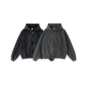 Fábrica de Ropa para Hombre, Sudadera con Cremallera y Forro Polar Personalizada, Sudadera Moderna de 360G, Ropa Casual Americana, Logotipo Bordado de Alta Calidad - Product Image 3