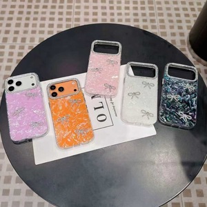 Coque de téléphone portable de luxe en marbre avec nœud papillon et diamants pour iPhone 11 12 15 16 17 Air, pour filles, coque arrière IMD, vente en gros d'usine - Product Image 5