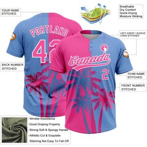 Maillot de softball personnalisé à deux boutons, manches courtes, t-shirt de baseball anti-humidité, vêtements d'équipe pour hommes, impression par sublimation - Product Image 2