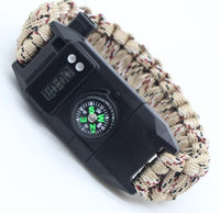 Bracelet de survie multifonctionnel en gros pour l'extérieur avec boussole et sifflet d'urgence en TPE/PVC