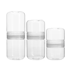 Special Design Double Layer Cans 200g 8OZ 500ML Clear PET PP Plastic Bpa free Canned Food Package Jar Peanuts Containers
