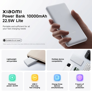 Original pour Xiaomi Power Bank 10000mAh 22.5W <span class=keywords><strong>Lite</strong></span> USB-C charge rapide bidirectionnelle 9 couches de protection de Circuit Portable Powerbank - Product Image 2