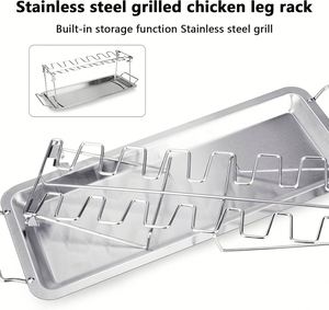 Custom New 14 Legs Wings Holder <b>Grill</b> Stand Stainless Steel Chicken Roaster <b>Tray</b> Hanging - Product Image 4
