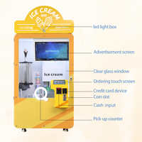 Distributeurs automatiques de crème glacée dure entièrement automatiques, intelligents, à monnayeur, avec variété de saveurs et fonctionnement par pièces de monnaie