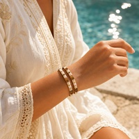 Pulseras de Cuentas Go2boho, Cuentas Geométricas de Vidrio Blanco, Chapado en Oro de 18K, Joyería de Moda para Mujer