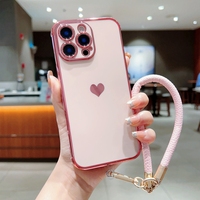 Para iPhone 8 Plus/XS/XR/Xsmax Rope case Skin Cover Heart Design Phone Case, para Google Pixel 8A Funda cromada a prueba de golpes