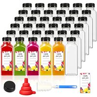 Bouteilles de jus de 12 oz en stock local aux États-Unis avec bouchons, bouteilles carrées en PET pour boissons, bouteilles de jus réutilisables avec bouchons à vis de 12 oz