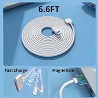 Kabel Magnetik Tipe C 140W 3-in-1 untuk MacBook Pro 2021 M1, MacBook Air 2022 M2, MacBook Pro 2023, Pengisian Cepat 5A, Kabel Nilon Kepang, Pengisian Daya PVC