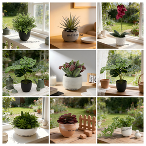 Suculenta <span class=keywords><strong>Echeveria</strong></span> Lotus Realista <span class=keywords><strong>de</strong></span> Plástico (10.5cm) en Maceta <span class=keywords><strong>de</strong></span> Cerámica Gris, <span class=keywords><strong>Planta</strong></span> Artificial sin Agua para Arreglos Florales - Product Image 6