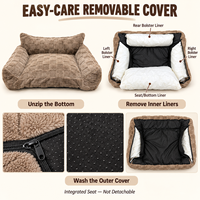 Canapé-lit orthopédique carré personnalisé en jacquard peluche pour chien avec housse amovible et lavable, coussin de soutien, canapé pour animaux de compagnie OEM, MOQ 50 PIÈCES