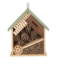 Wooden Insect House Rectangle Hanging Outdoor Decorative Garden Ornament With <b>Pinecones</b> And Tubes For Pollinators - Product Image 5